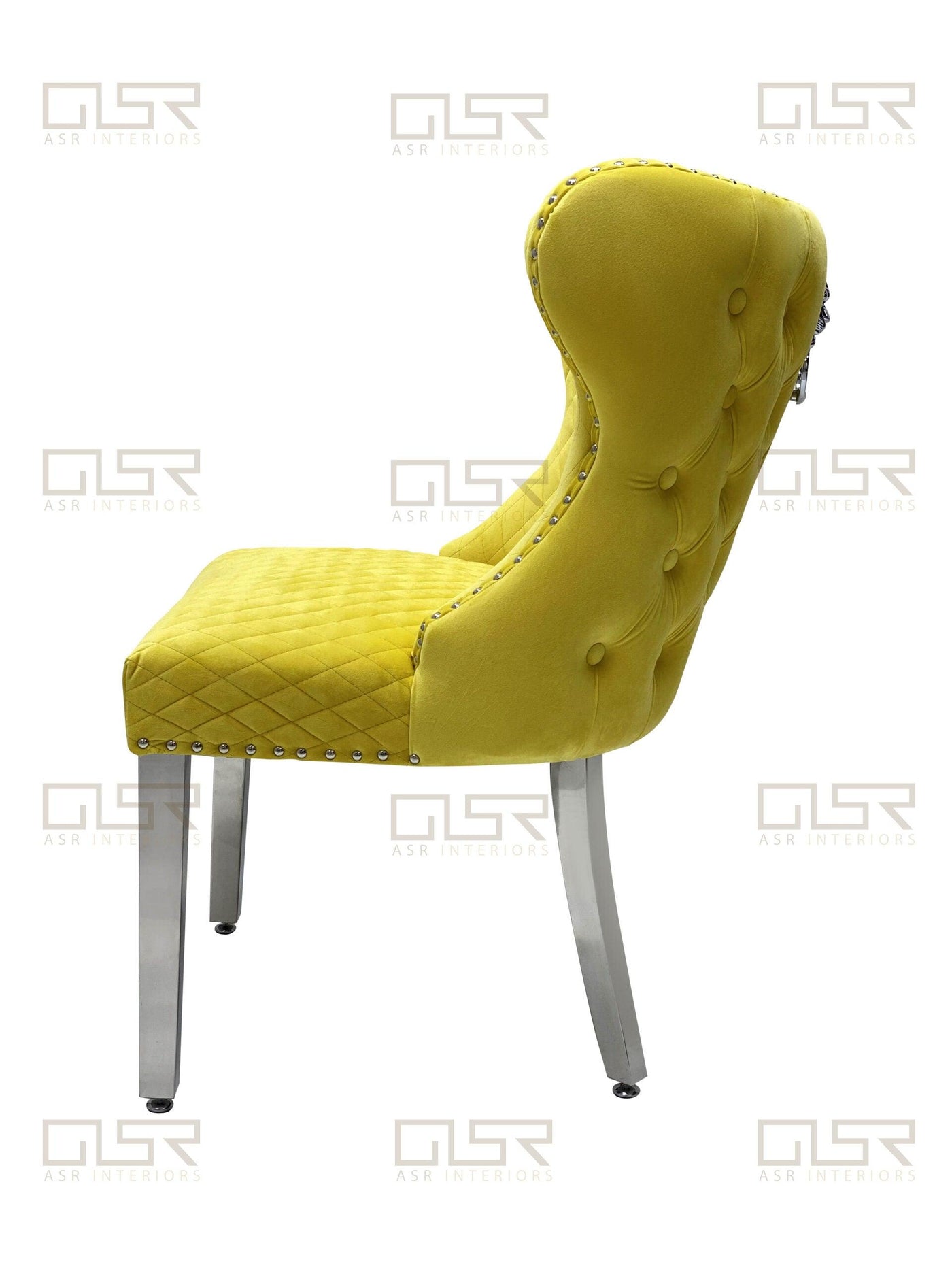 Louis 150cm White Marble Dining Table + Valentino Lion Knocker Velvet Chairs-Esme Furnishings