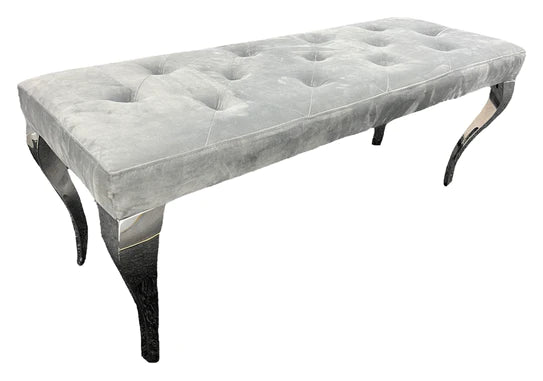 Louis Dark Grey Plush Velvet 130cm Bench Only