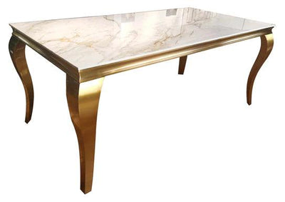 Louis 150cm Ceramic Marble & Chrome Dining Table 2 Colours-Esme Furnishings