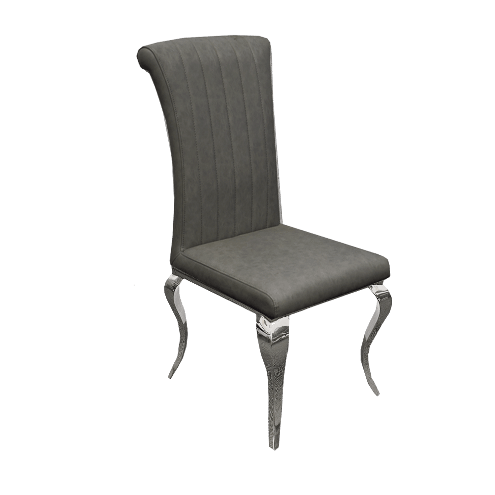 Nicole Dark Grey PU Leather Line Stitch Dining Chair-Esme Furnishings
