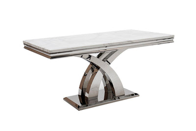 Ottavia Bone White Marble & Chrome 180cm Dining Table Only-Esme Furnishings