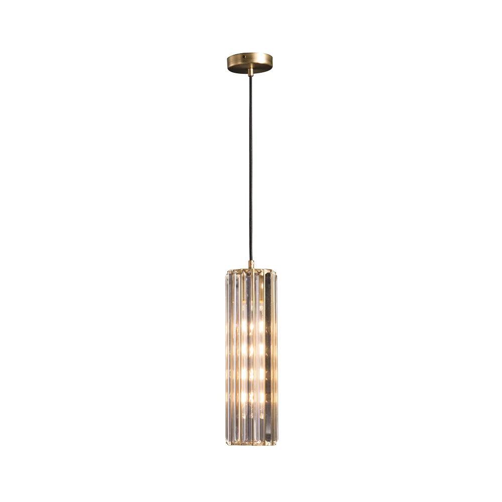 RV Astley Reagan Pendant with Crystal and Antique Brass-Esme Furnishings