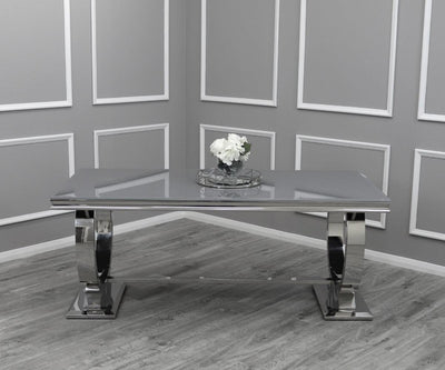Arianna 200CM Glass & Chrome Dining Table - 3 Colours-Esme Furnishings