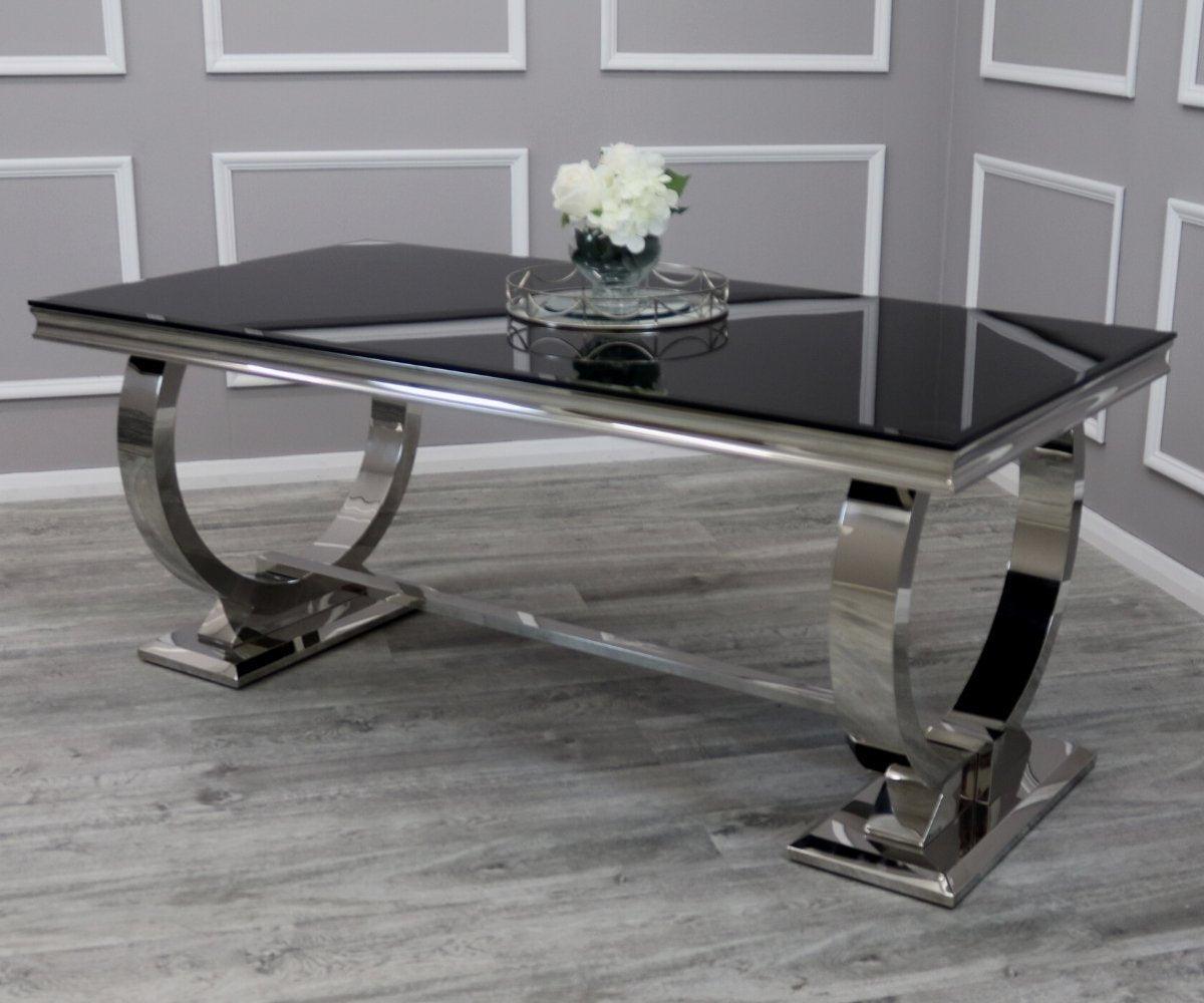 Arianna 180CM Glass & Chrome Dining Table - 3 Colours-Esme Furnishings