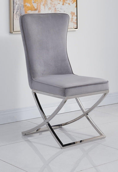 Louis 160cm Grey Marble Dining Table + Belgravia Dark Grey Plush Velvet Button Dining Chairs-Esme Furnishings