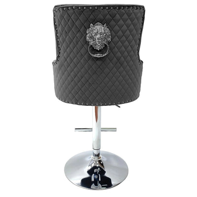 Dakota, Dark Grey French Velvet, Quilted Back Bar Stool