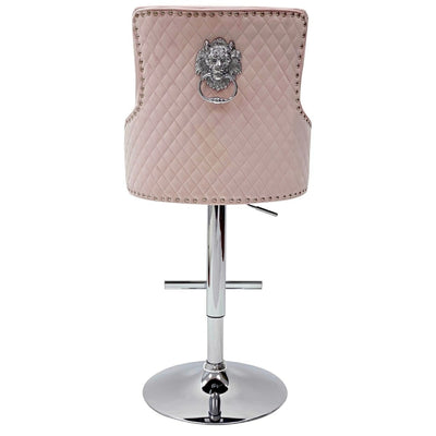 Dakota, Pink French Velvet, Quilted Back Bar Stool