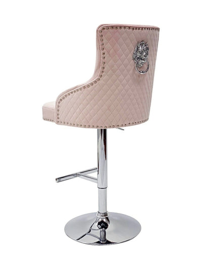 Dakota, Pink French Velvet, Quilted Back Bar Stool