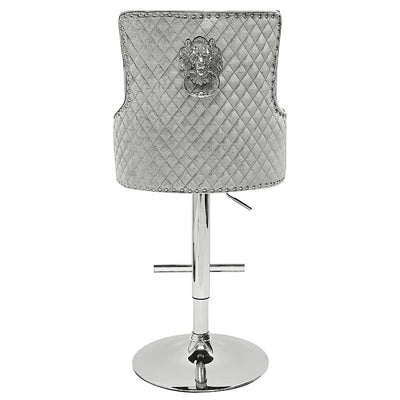 Dakota, Shimmer Grey French Velvet, Quilted Back Bar Stool