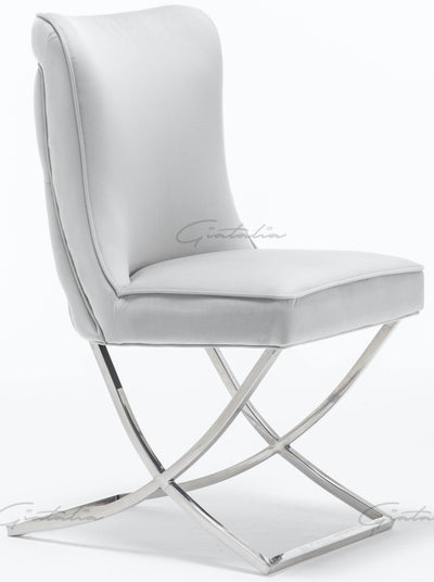 Arianna 180cm White Marble Dining Table + Belgravia Light Grey Plush Velvet Button Dining Chairs-Esme Furnishings