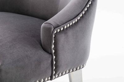 Louis 150cm White Marble Dining Table + Knightsbridge Dark Grey Knocker Plush Velvet Chairs-Esme Furnishings