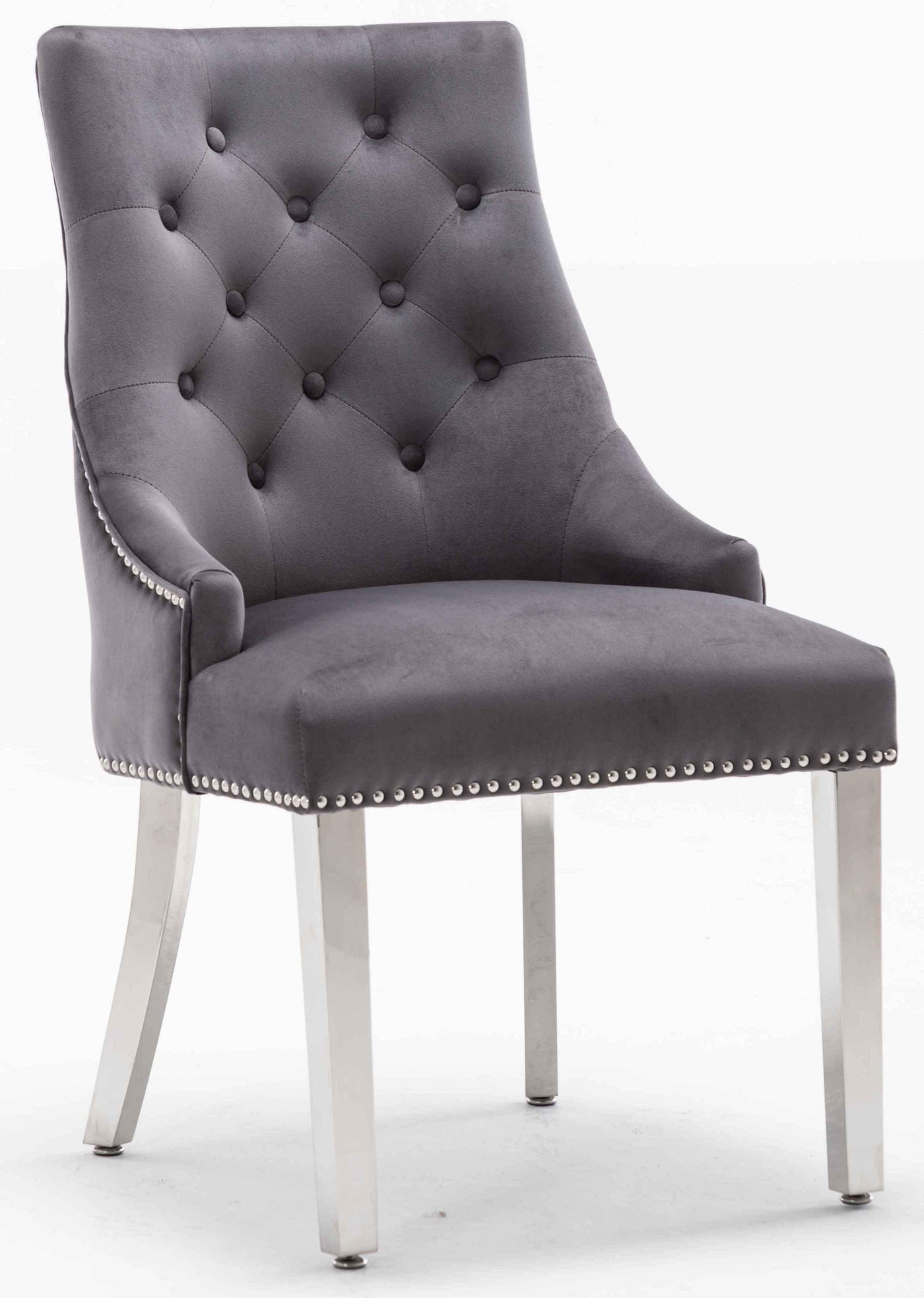 Louis 150cm Grey Marble Dining Table + Knightsbridge Dark Grey Knocker Plush Velvet Chairs-Esme Furnishings
