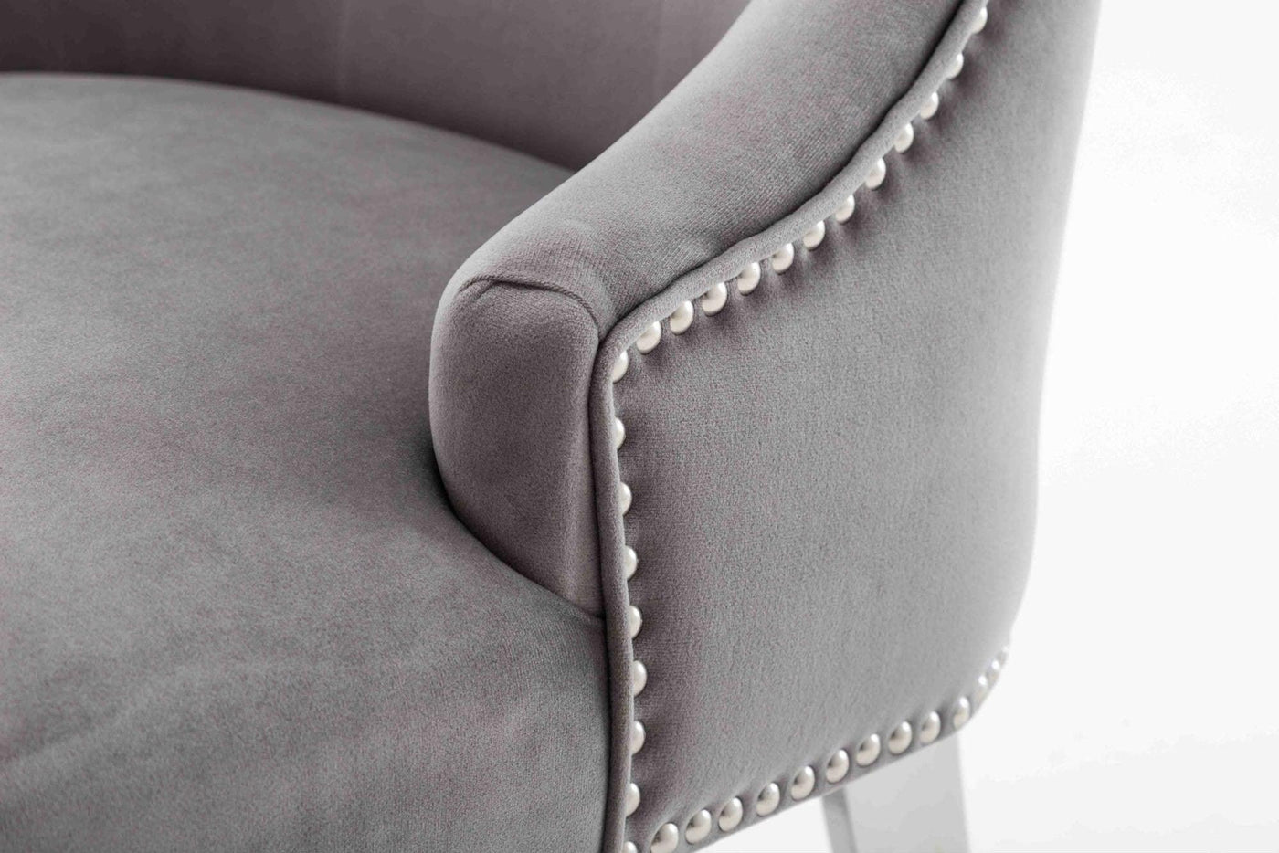 Louis 180cm Grey Marble Dining Table + Knightsbridge Light Grey Knocker Plush Velvet Chairs-Esme Furnishings