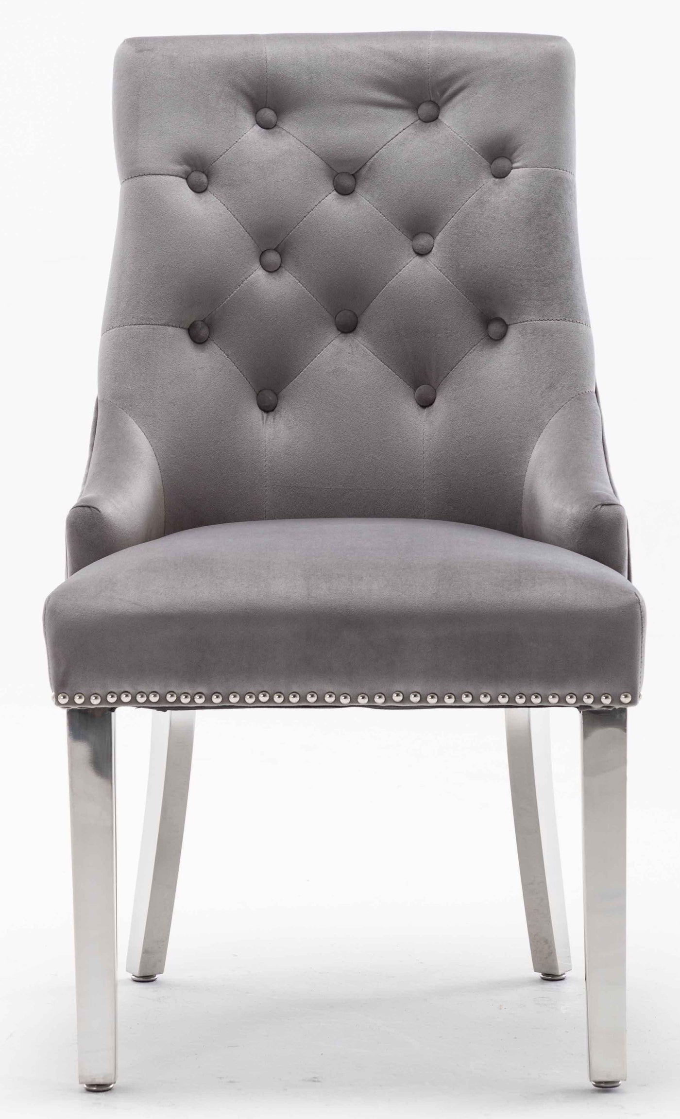 Louis 150cm Grey Marble Dining Table + Knightsbridge Light Grey Knocker Plush Velvet Chairs-Esme Furnishings