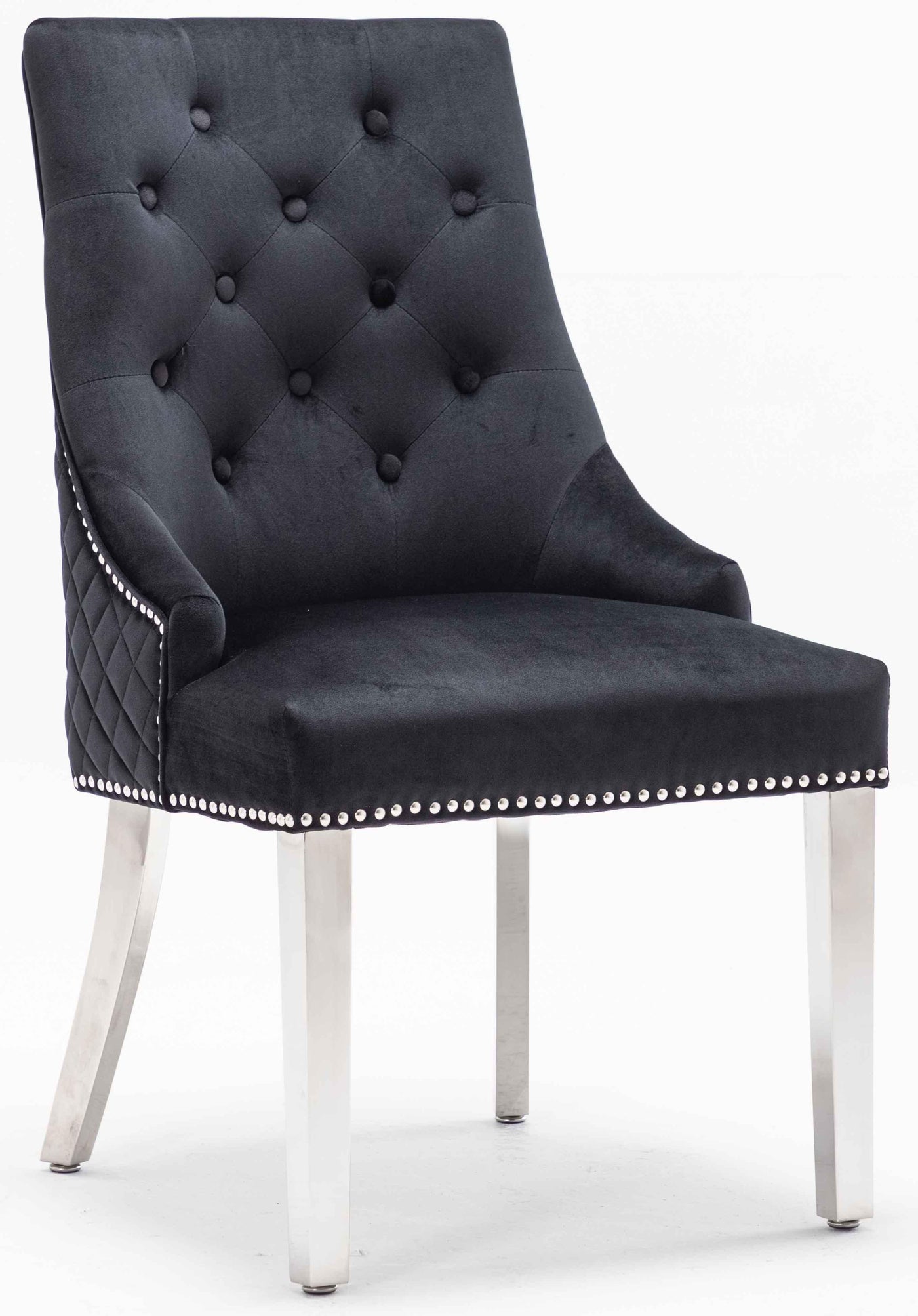 Louis 200cm Black Marble Dining Table + Black Lion Knocker Plush Velvet Chairs-Esme Furnishings