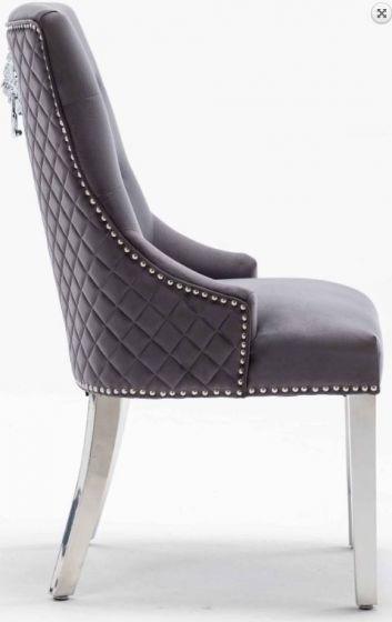 Arianna 180CM Cream Marble Dining Table + Lion Knocker Plush Velvet Dining Chairs-Esme Furnishings
