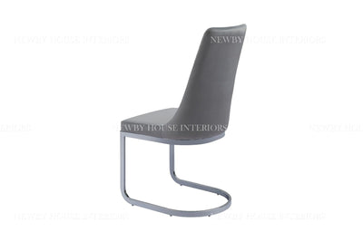 Curva Grey French Velvet With Curved Polished Chrome Frame-Esme Furnishings