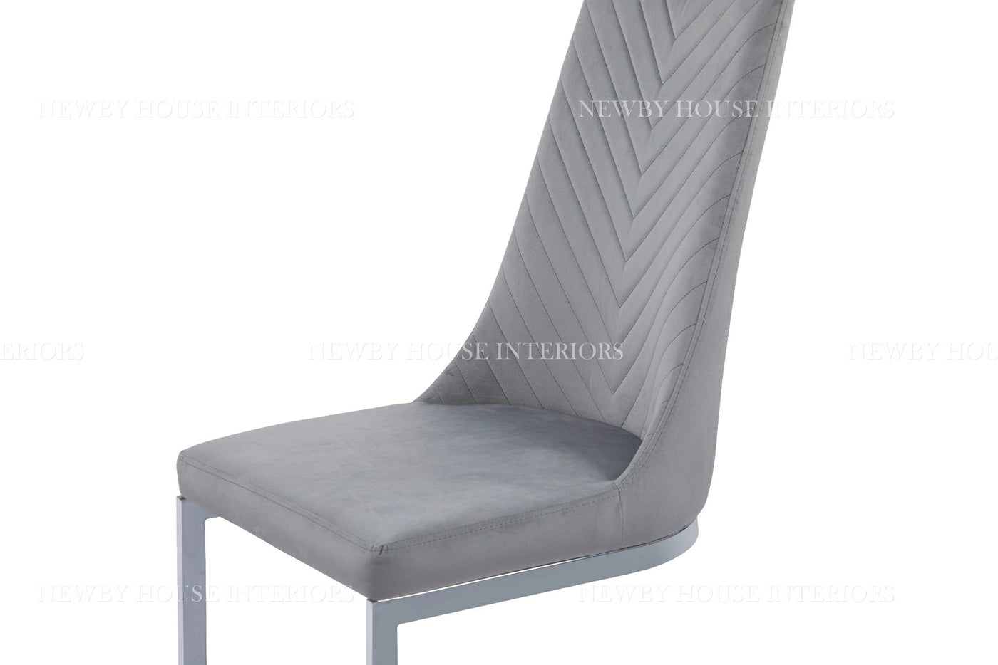 Curva Grey French Velvet With Curved Polished Chrome Frame-Esme Furnishings