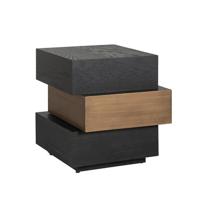 Richmond Interiors Cambon Layered End Table with Black Oak Wood Top