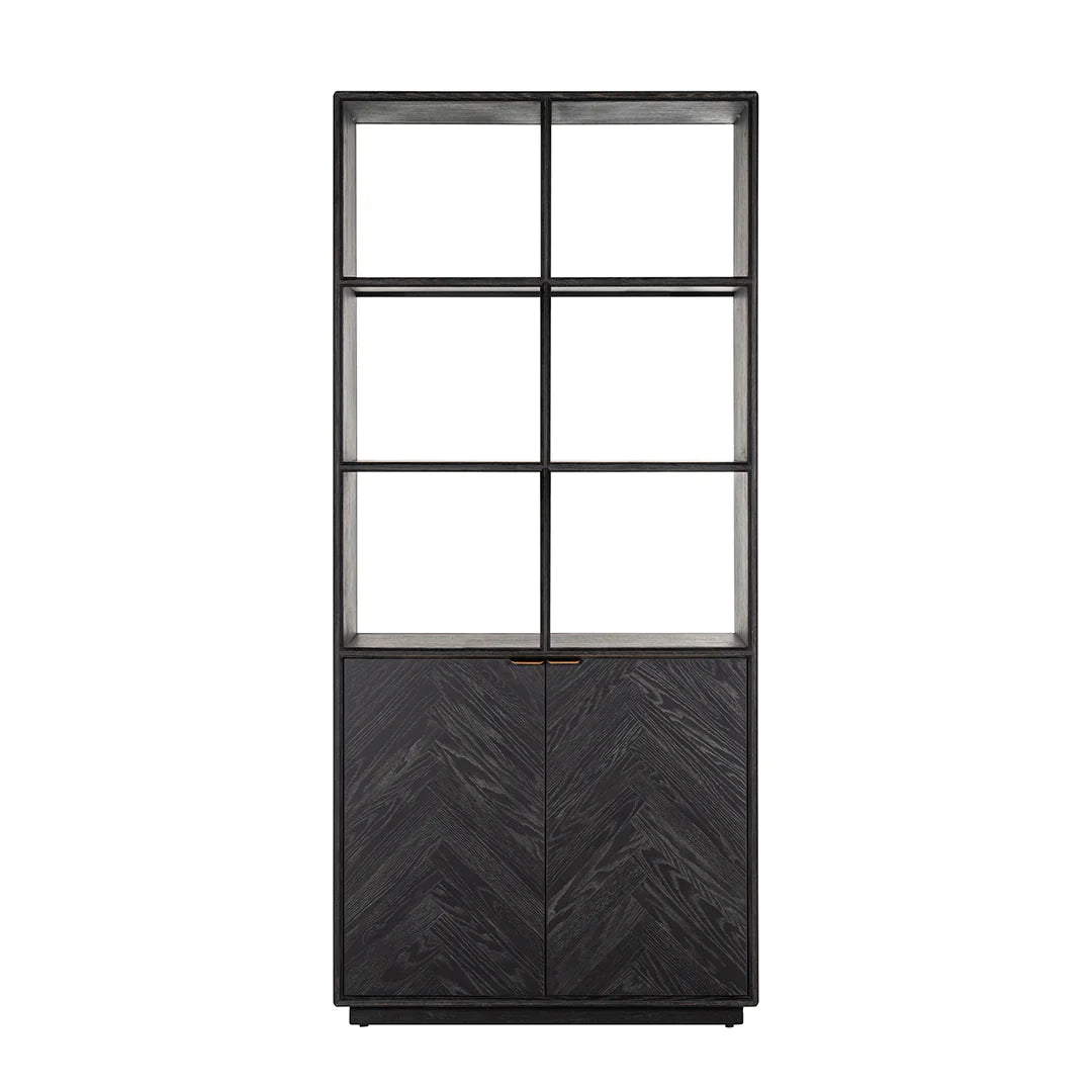 Richmond Interiors Blackbone Black Oak and Brass Bookcase