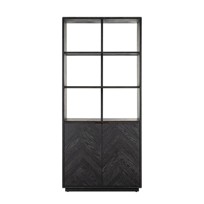 Richmond Interiors Blackbone Black Oak and Brass Bookcase