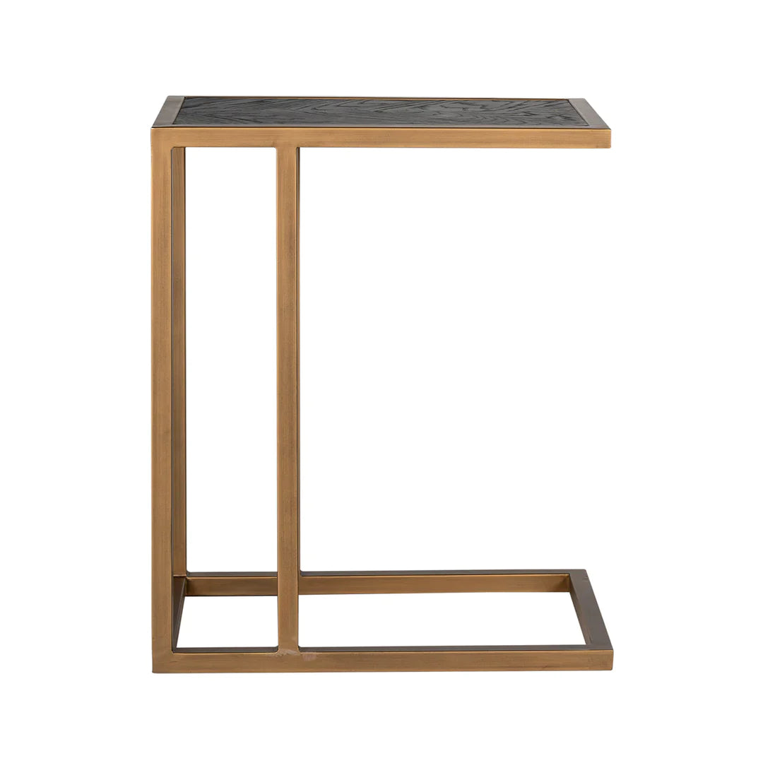 Richmond Interiors Blackbone Black Oak and Brass Sofa Side Table