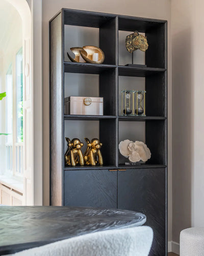 Richmond Interiors Blackbone Black Oak and Brass Bookcase