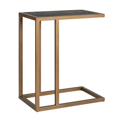 Richmond Interiors Blackbone Black Oak and Brass Sofa Side Table