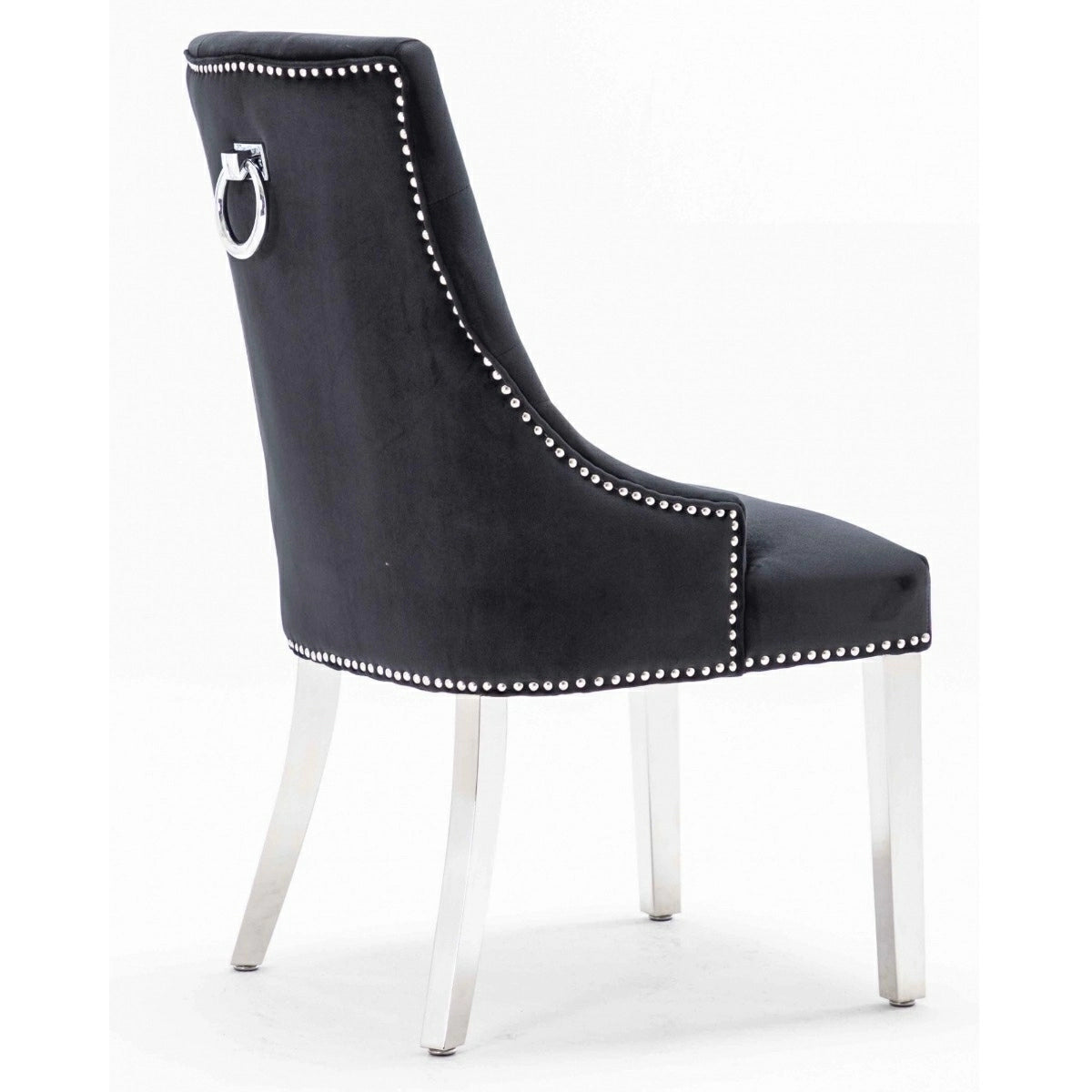 Knightsbridge Black French Velvet Knocker Back Dining Chair With Chrom ...