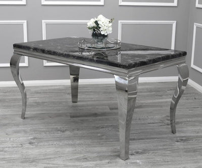 Louis Black Marble 200CM Dining Table + Grey Lion Chairs, 180cm Bench Option-Esme Furnishings