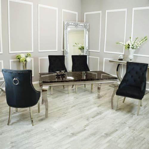 Louis Black Marble Dining Table - All Sizes-Esme Furnishings