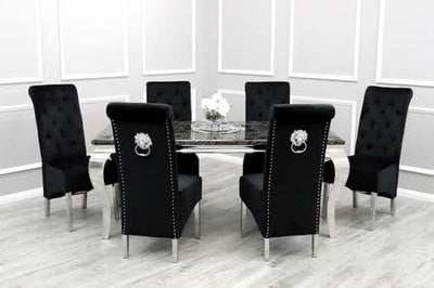 Louis Black Marble Dining Table - All Sizes-Esme Furnishings