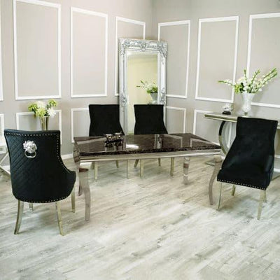 Louis Black Marble Dining Table - All Sizes-Esme Furnishings