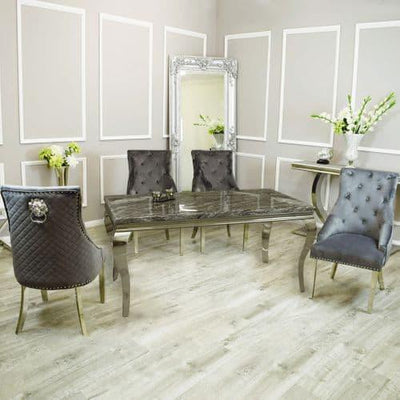 Louis Black Marble Dining Table - All Sizes-Esme Furnishings