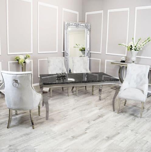 Louis Black Marble Dining Table - All Sizes-Esme Furnishings