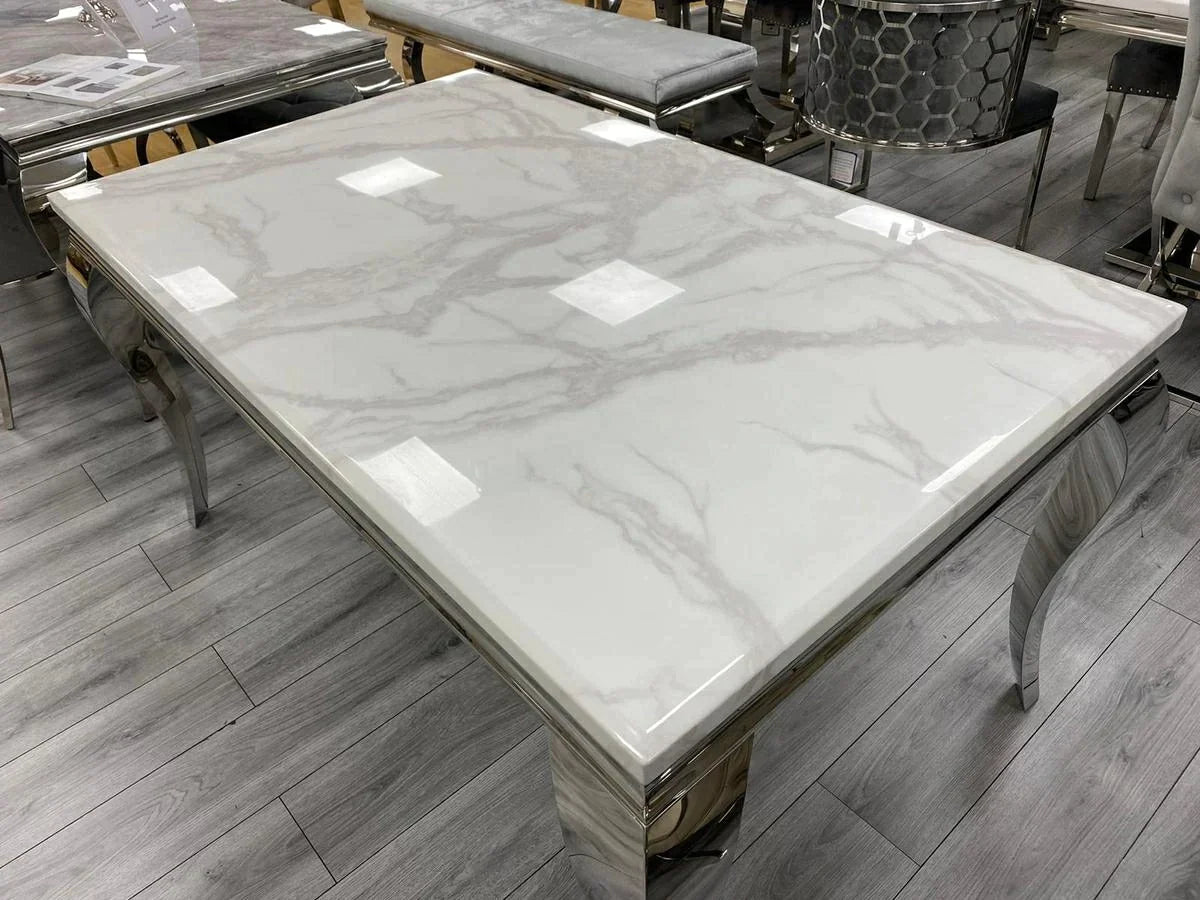 Louis 100cm Marble & GOLD Legs Dining Table - 4 Colours