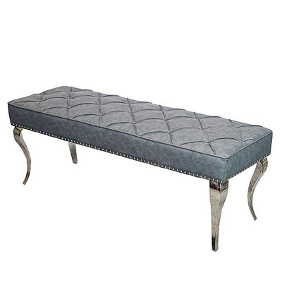 Louis Valentino 140CM Dark Grey PU Leather Bench-Esme Furnishings