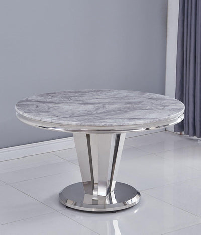 Riccardo Grey Marble 130CM Dining Table + Belgravia Button Back Dining Chairs-Esme Furnishings