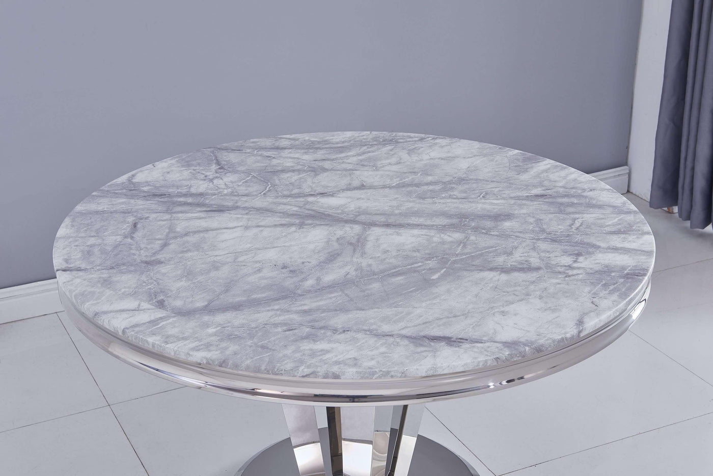 Riccardo Grey Marble 130CM Dining Table + Belgravia Button Back Dining Chairs-Esme Furnishings