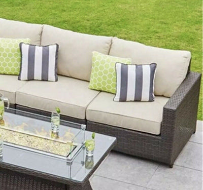 Corner Outdoor Garden Furniture Set With Gas Fire Pit Table Dining-Esme Furnishings