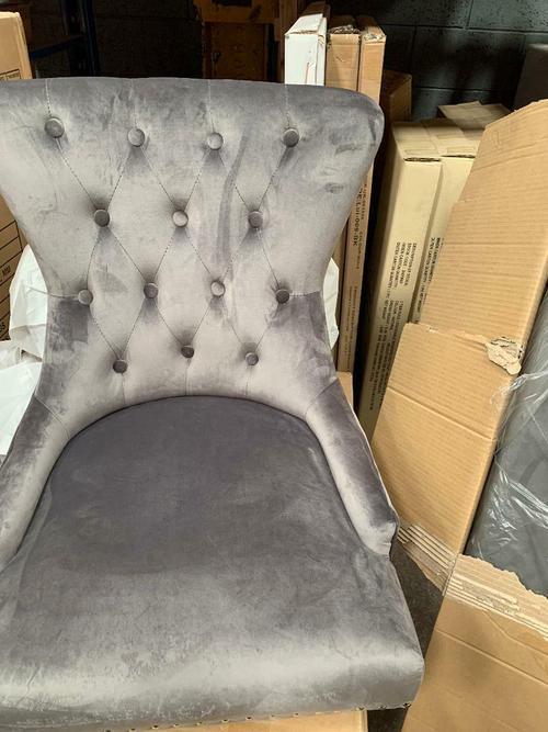 Chester Dark Grey Lion Knocker Dining Chair-Esme Furnishings