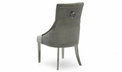Louis 120cm Grey Marble Dining Table + Belle Plush Velvet Chairs-Esme Furnishings
