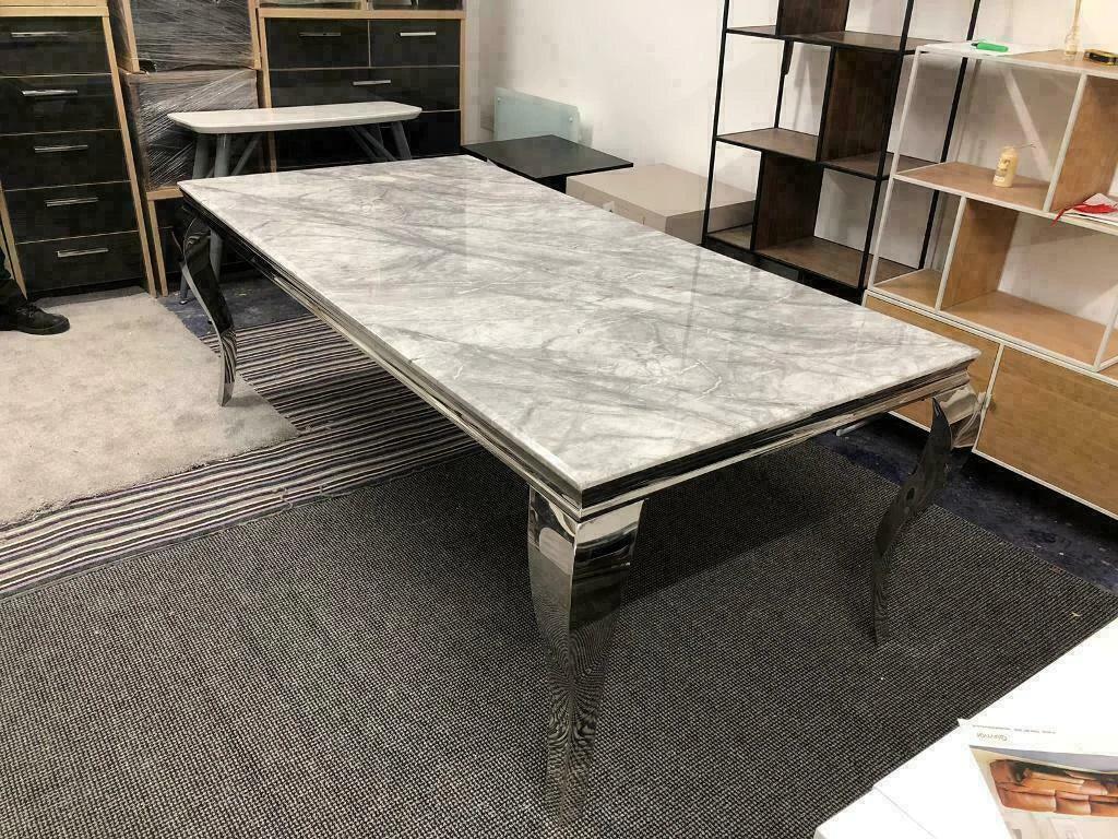 Louis 200CM Marble & Chrome Dining Table - 4 Colours-Esme Furnishings