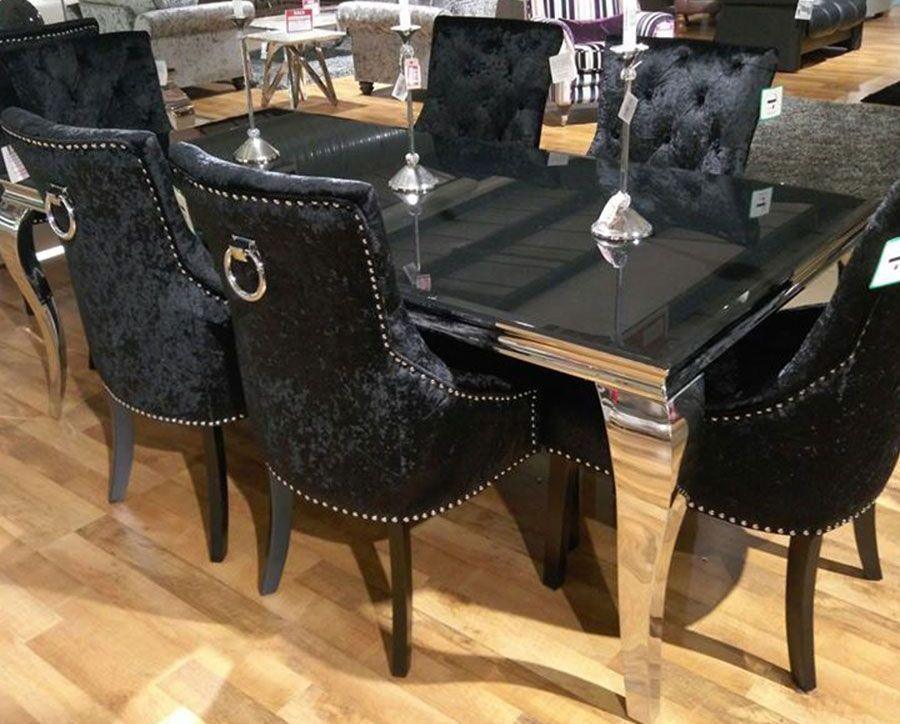 Louis Black Glass 160cm Dining Table Only-Esme Furnishings