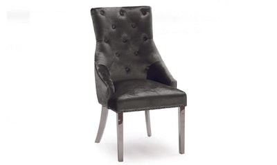 Belle Charcoal Knockerback Soft Velvet Dining Chair-Esme Furnishings