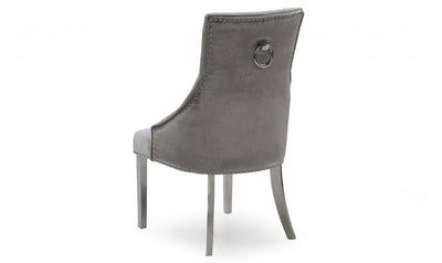 Belle Pewter Knockerback Soft Velvet Dining Chair-Esme Furnishings