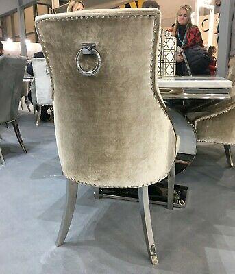Louis 150cm Beige Marble Dining Table + Belle Plush Velvet Knocker Chairs-Esme Furnishings