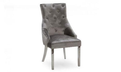 Arianna 200cm Grey Marble Dining Table + Belle Pewter Velvet Chairs-Esme Furnishings