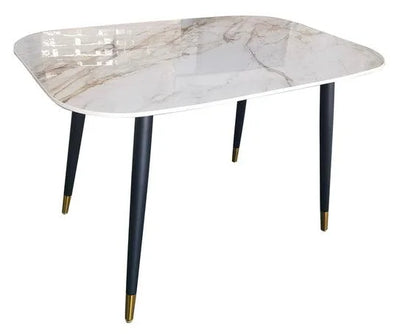 Venus 150cm Black Dining Table with Gold Ceramic Stone Top-Esme Furnishings