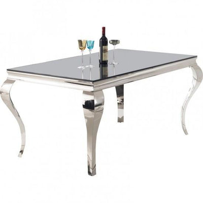 Louis Black Glass 160cm Dining Table Only-Esme Furnishings